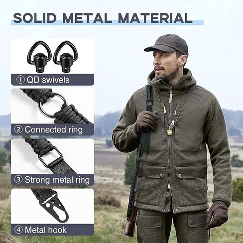 EZshoot Two Point Slings 550 Paracord Sling Adjustable Strap with Metal Hook and Solid Swivels for Outdoor in Saudi Arabia