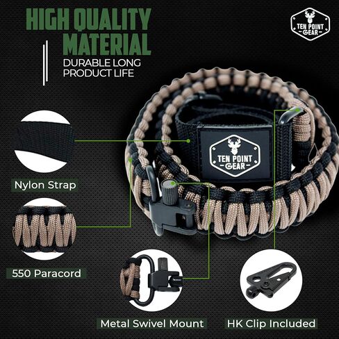 Traditional Sling 2 Points 550 Paracord | Adjustable w/Swivels and Clips | Outdoors and Hunting Use | Multiple Color Options | Many Survival Uses in Kuwait
