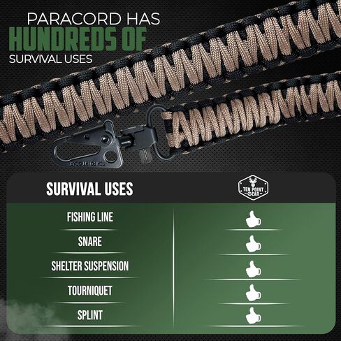 Traditional Sling 2 Points 550 Paracord | Adjustable w/Swivels and Clips | Outdoors and Hunting Use | Multiple Color Options | Many Survival Uses in Kuwait