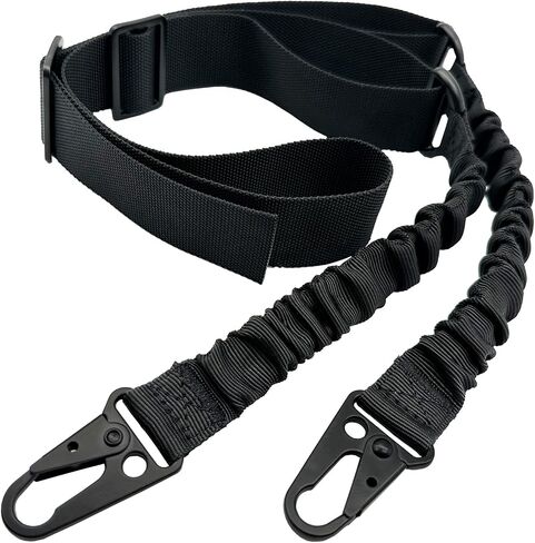 DDOUT 2 Point Rifle Sling with HK Hook and 2 Mlok QD Mounts, Gun Sling and ar Strap Length Adjustable with Elastic Bungee, Wrench for Outdoor Activities and Hunting in Saudi Arabia