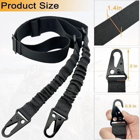 DDOUT 2 Point Rifle Sling with HK Hook and 2 Mlok QD Mounts, Gun Sling and ar Strap Length Adjustable with Elastic Bungee, Wrench for Outdoor Activities and Hunting in Saudi Arabia