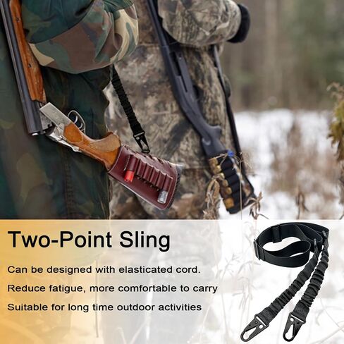 DDOUT 2 Point Rifle Sling with HK Hook and 2 Mlok QD Mounts, Gun Sling and ar Strap Length Adjustable with Elastic Bungee, Wrench for Outdoor Activities and Hunting in Saudi Arabia