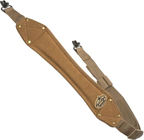 Rig'Em Right Waterfowl High Brass Classic Non-Slip Gun Sling with Brass Rivets and Cinch Buckle - Universal Metal Gun Clips Included in Saudi Arabia