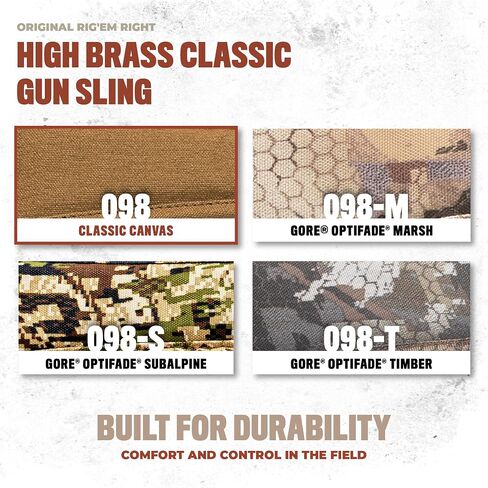 Rig'Em Right Waterfowl High Brass Classic Non-Slip Gun Sling with Brass Rivets and Cinch Buckle - Universal Metal Gun Clips Included in Saudi Arabia