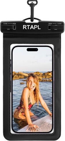 Waterproof Phone Pouch Case, IPX8 Certified, Universal Dry Bag with Lanyard, Protector for iPhone 17 16 15 14 13 12 11 Pro Max Plus Air, Galaxy S25 S24 (Black) in Saudi Arabia