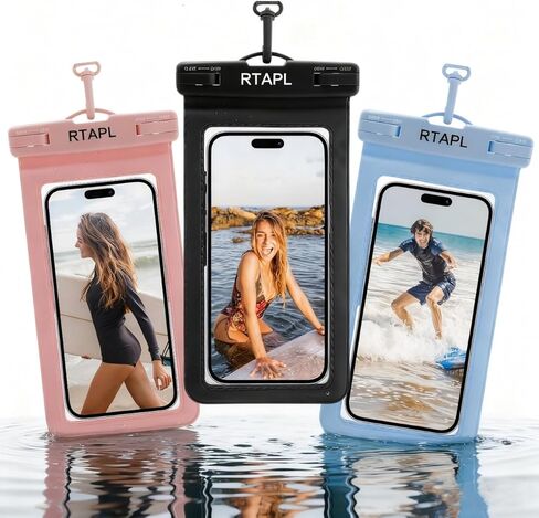 Waterproof Phone Pouch Case, IPX8 Certified, Universal Dry Bag with Lanyard, Protector for iPhone 17 16 15 14 13 12 11 Pro Max Plus Air, Galaxy S25 S24 (Black) in Saudi Arabia