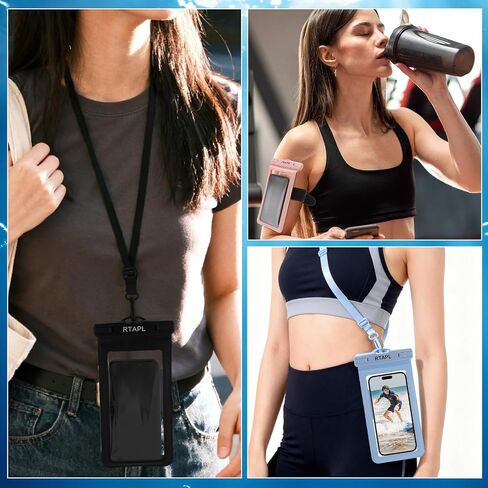 Waterproof Phone Pouch Case, IPX8 Certified, Universal Dry Bag with Lanyard, Protector for iPhone 17 16 15 14 13 12 11 Pro Max Plus Air, Galaxy S25 S24 (Black) in Saudi Arabia