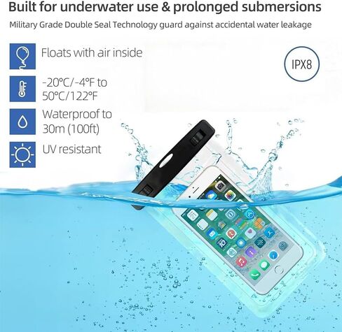 Waterproof Phone Pouch, Phone Case for iPhone 16 15 14 13 Pro Max, IPX8 Cellphone Dry Bag Beach Cruise Ship Essentials(FSD04 Black) in Saudi Arabia