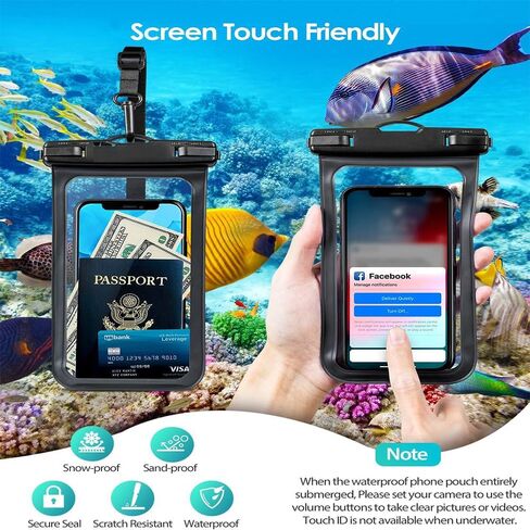Waterproof Phone Pouch, Phone Case for iPhone 16 15 14 13 Pro Max, IPX8 Cellphone Dry Bag Beach Cruise Ship Essentials(FSD04 Black) in Saudi Arabia