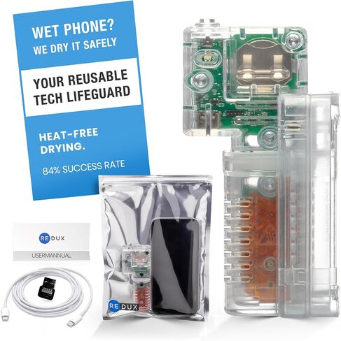 DryBUDDY Mini - Single Use Wet Phone Repair Device - Desiccant Moisture Removal for Water Damage - Heat-Free Rapid Dryer for Cell Phones, Electronics, Hearing Aids - with Smart LED Indicators in Saudi Arabia
