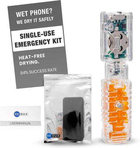 DryBUDDY Mini - جهاز إصلاح الهواتف الرطبة للاستخدام مرة واحدة - إزالة الرطوبة المجففة من أضرار المياه - مجفف سريع خالٍ من الحرارة للهواتف المحمولة والإلكترونيات وأدوات السمع - مع مؤشرات LED ذكية in Kuwait