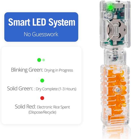 DryBUDDY Mini - جهاز إصلاح الهواتف الرطبة للاستخدام مرة واحدة - إزالة الرطوبة المجففة من أضرار المياه - مجفف سريع خالٍ من الحرارة للهواتف المحمولة والإلكترونيات وأدوات السمع - مع مؤشرات LED ذكية in Kuwait