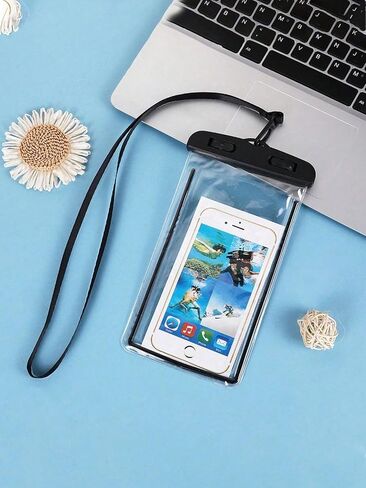 1-PC Universal Waterproof Phone Pouch, Diving Bag with Touch Screen, for Swimming, Drifting and Other Water Sports Black in Saudi Arabia