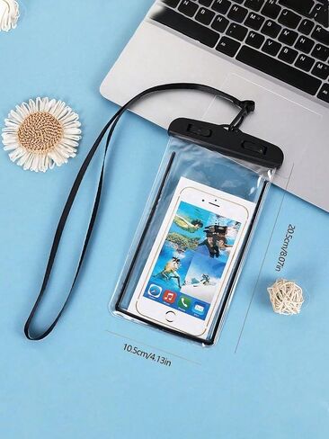 1-PC Universal Waterproof Phone Pouch, Diving Bag with Touch Screen, for Swimming, Drifting and Other Water Sports Black in Saudi Arabia