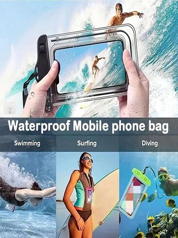 1-PC Universal Waterproof Phone Pouch, Diving Bag with Touch Screen, for Swimming, Drifting and Other Water Sports Black in Saudi Arabia