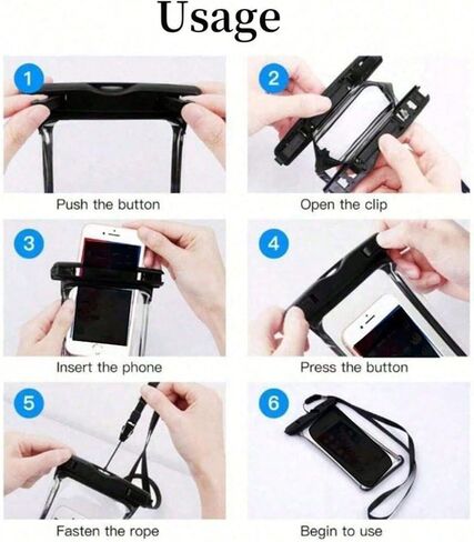 1-PC Universal Waterproof Phone Pouch, Diving Bag with Touch Screen, for Swimming, Drifting and Other Water Sports Black in Saudi Arabia