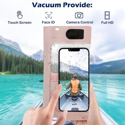 Vacuum Cell Phone Waterproof Phone Pouch iPhone Casemate Waterproof Phone case with Lanyard Small Water Proof Pouch Water Phone Protector Water case for Phone case Water Proof IP68 Max 7" Pink in Saudi Arabia