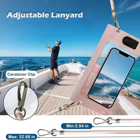 Vacuum Cell Phone Waterproof Phone Pouch iPhone Casemate Waterproof Phone case with Lanyard Small Water Proof Pouch Water Phone Protector Water case for Phone case Water Proof IP68 Max 7" Pink in Saudi Arabia