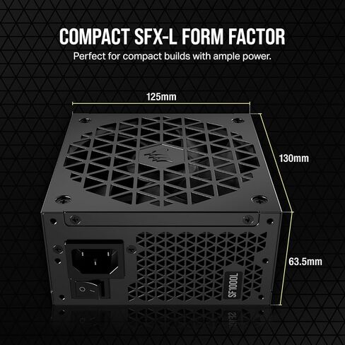 مزود طاقة SFX معياري بقدرة 1000 واط من Corsair - ATX 3.0، PCIe 5.0، مروحة هادئة 120 مم، 80 Plus Gold، وضع Zero RPM، مكثفات 105 درجة مئوية - أسود (متجدد) in Saudi Arabia