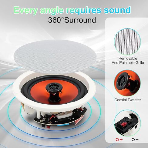 STUDIOFINIX 6.5 Inch Ceiling Speakers 600 Watts Flush Mount, Great for Home Theater, Living Room, Office,Kichten,Study Room,Basement,Covered Patio and Flush Mount(4 Speakers) in Saudi Arabia