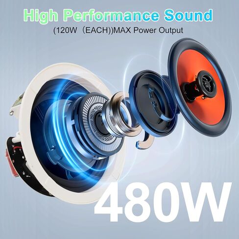 STUDIOFINIX 6.5 Inch Ceiling Speakers 600 Watts Flush Mount, Great for Home Theater, Living Room, Office,Kichten,Study Room,Basement,Covered Patio and Flush Mount(4 Speakers) in Saudi Arabia
