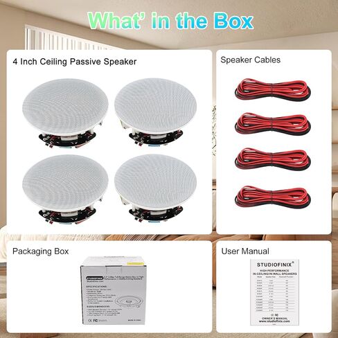STUDIOFINIX 6.5 Inch Ceiling Speakers 600 Watts Flush Mount, Great for Home Theater, Living Room, Office,Kichten,Study Room,Basement,Covered Patio and Flush Mount(4 Speakers) in Saudi Arabia