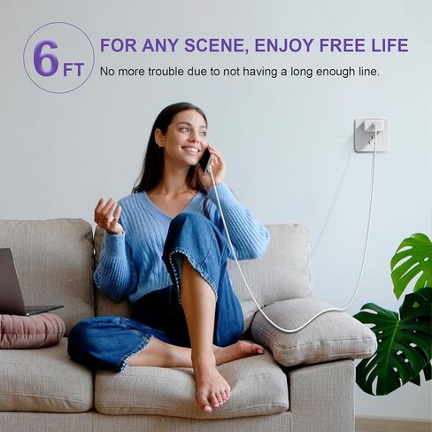 شاحن iPhone 17 16 15 Pro Max شحن سريع، كتلة شحن USB C فائقة السرعة 45 وات مع سلك كابل من النوع C بطول 6 أقدام، متوافق مع iPhone 17 16 15/17 16 15 pro/17 air in Kuwait