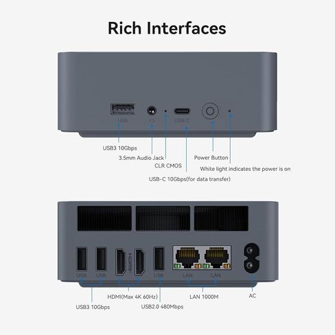 Beelink EQI12 Mini PC, Intel 12th Gen Core i5 1235U (10C/12T) up to 4.4GHz, Mini Computer 32GB DDR4 RAM 500GB SSD, 4K Dual Display, Dual LAN, USB3.0, WiFi6, BT5.4, Win 11 Pro in Saudi Arabia