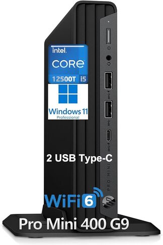 كمبيوتر مكتبي HP Pro Mini 400 G9 Business Mini، Intel 6-Core i5-12500T (Beat i7-11700T)، ذاكرة الوصول العشوائي DDR4 سعة 16 جيجابايت، 512 جيجابايت PCIe SSD، WiFi 6، بلوتوث، 2 نوع C، HDMI، 2 DisplayPort، Windows 11 Pro، Vent-Hear in Kuwait