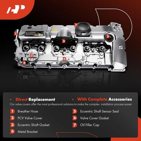 A-Premium N51/N52 3.0L Engine Valve Cover Kit, with Gasket & PCV Hose, Compatible with BMW SULEV Vehicles 128i 323i 328i 528i 528xi X3 X5 Z4, 11127552281, 11157559528 in Saudi Arabia