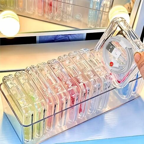 Cable Organizer Storage Box with 12 Wire Ties,Desktop Cable Management Box with Switch, Power Cord Organizer for Office,Home,Desk Accessories Storage Stationery Supplies（Clear） in Saudi Arabia