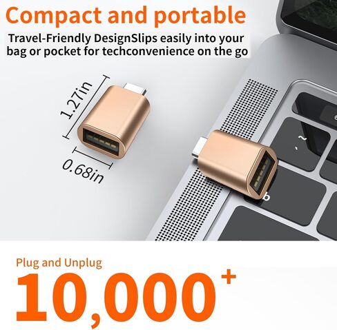 [معتمد من Apple MFi] محول USB C إلى USB، محول كابل USB C ذكر إلى USB 3.0 أنثى OTG متوافق مع MacBook Pro Air، والأجهزة اللوحية، وiPhone 17 Pro Max/17 Plus/16/15 Series (ذهبي - عبوتان) in Kuwait