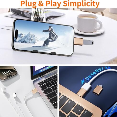 [معتمد من Apple MFi] محول USB C إلى USB، محول كابل USB C ذكر إلى USB 3.0 أنثى OTG متوافق مع MacBook Pro Air، والأجهزة اللوحية، وiPhone 17 Pro Max/17 Plus/16/15 Series (ذهبي - عبوتان) in Kuwait