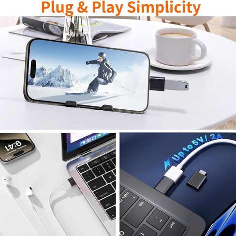 [معتمد من Apple MFi] محول USB C إلى USB، محول كابل USB C ذكر إلى USB 3.0 أنثى OTG متوافق مع MacBook Pro Air، والأجهزة اللوحية، وiPhone 17 Pro Max/17 Plus/16/15 Series (ذهبي - عبوتان) in Kuwait