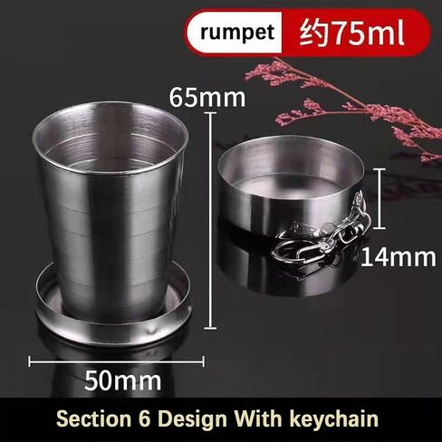 Stainless Steel Collapsible Shot Glasses with Lids - 8.5 Oz (250ml) Travel & Camping Cups - Keychain Included in Saudi Arabia