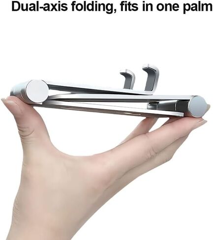 Dual Folding Cell Phone Stand, Fully Adjustable Foldable Desktop Holder, with Phone 16 15 14 13 12 11 Pro, All Phones(Silver) in Saudi Arabia
