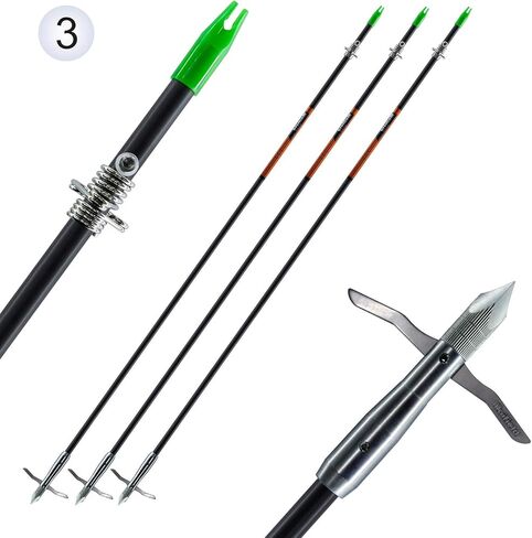 Maifield Bowfishing Head أعمدة سهم من الكربون/الألياف الزجاجية 2 انتقادات ميكانيكية 2.5 بوصة منطقة الإمساك رأس عريض للرماية يناسب 5/16 بوصة عمود سهم من الألياف الزجاجية 3/6 PK in Kuwait