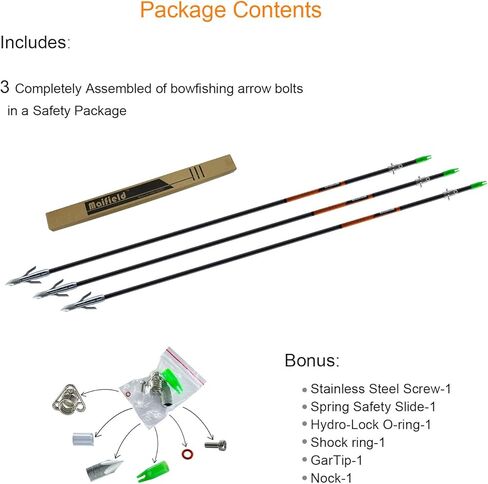 Maifield Bowfishing Head أعمدة سهم من الكربون/الألياف الزجاجية 2 انتقادات ميكانيكية 2.5 بوصة منطقة الإمساك رأس عريض للرماية يناسب 5/16 بوصة عمود سهم من الألياف الزجاجية 3/6 PK in Kuwait