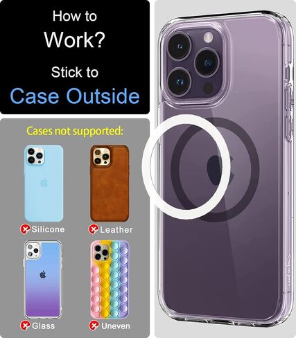 Metal Ring Compatible with MagSafe Sticker Designed for iPhone 12~17, Circle Magnetic Magnet Adapter Rings for Phone Case (Black) in Saudi Arabia