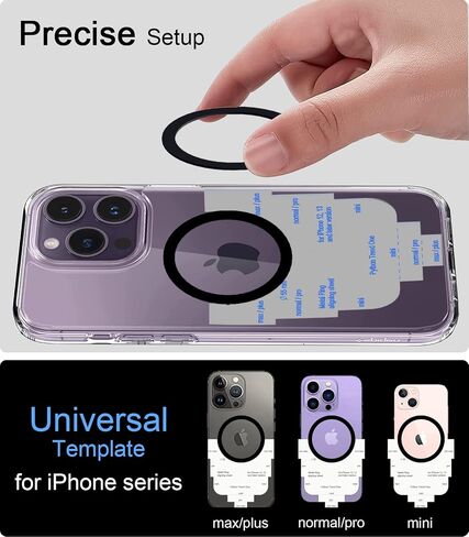 Metal Ring Compatible with MagSafe Sticker Designed for iPhone 12~17, Circle Magnetic Magnet Adapter Rings for Phone Case (Black) in Saudi Arabia