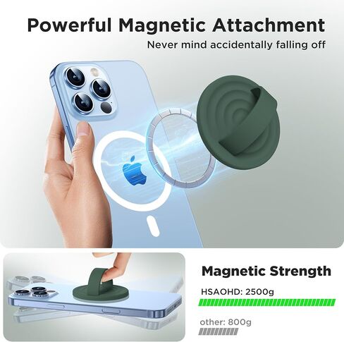 Upgraded Magnetic Phone Grip, Liquid Silicone Soft and Portable, Removable Finger Loop Ring Grip Holder for iPhone, Strong Magnetic Attraction, Compatible with MagSafe Phone Case, Light Brown in Saudi Arabia
