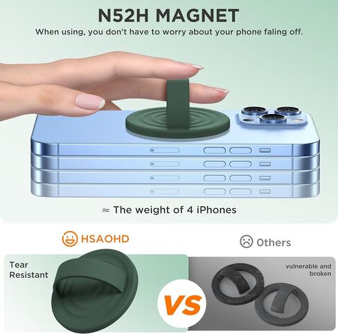 Upgraded Magnetic Phone Grip, Liquid Silicone Soft and Portable, Removable Finger Loop Ring Grip Holder for iPhone, Strong Magnetic Attraction, Compatible with MagSafe Phone Case, Light Brown in Saudi Arabia