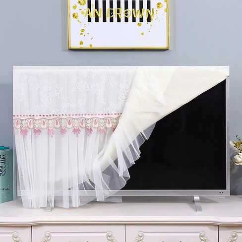 Indoor Lace TV Cover, Antistatic Television Monitors Dust Proof Cover, Decor TV Dustproof Cover for Indoor, Lace TV Screen Protector Cloth(Color:Color4,Size:42-45inch) in Saudi Arabia