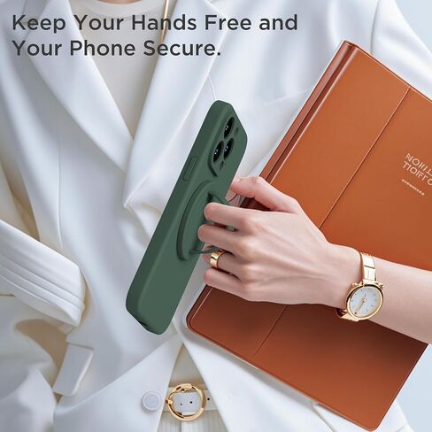 Upgraded Magnetic Phone Grip, Liquid Silicone Soft and Portable, Removable Finger Loop Ring Grip Holder for iPhone, Strong Magnetic Attraction, Compatible with MagSafe Phone Case, Light Brown in Saudi Arabia