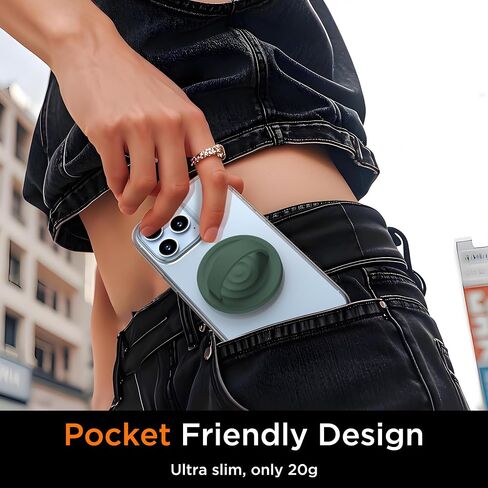 Upgraded Magnetic Phone Grip, Liquid Silicone Soft and Portable, Removable Finger Loop Ring Grip Holder for iPhone, Strong Magnetic Attraction, Compatible with MagSafe Phone Case, Light Brown in Saudi Arabia