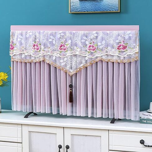 Indoor Lace TV Cover, Antistatic Television Monitors Dust Proof Cover, Decor TV Dustproof Cover for Indoor, Lace TV Screen Protector Cloth(Color:Color4,Size:42-45inch) in Saudi Arabia