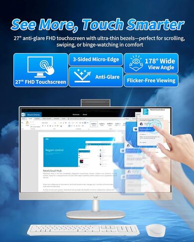 كمبيوتر مكتبي HP الكل في واحد مقاس 27 بوصة - شاشة لمس FHD | Intel Ultra 7‑155U | شاشة معززة بالذكاء الاصطناعي، تسجيل دخول بالوجه | كاميرا منبثقة للخصوصية | Win 11 Pro، مسجل صوت RECOLX AI | 32 جيجابايت DDR5 + 1 تيرابايت SSD in Kuwait
