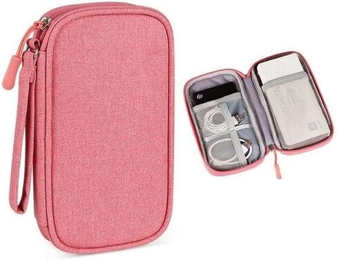 Cord Organizer, Travel Cable Organizer Bag, Electronics Accessories, Small Case Pouch Electronics, Gadget Travel Bag for Business Trips and Home Use Lightweight Design(Pink) in Saudi Arabia