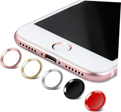 Home Button Sticker for Metal Fingerprint Recognition Key Cover White with Rose Gold Edge Protects Against Dust Sweat Easy Application Compatible with Various Models in Saudi Arabia