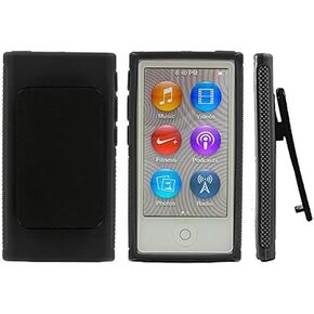 غطاء حماية جلدي من مطاط TPU بمشبك حزام أسود لجهاز Apple iPod Nano الجيل السابع 7G 7 in Kuwait